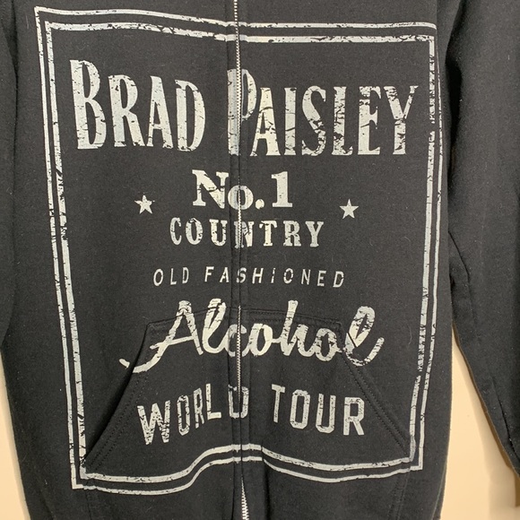 Gildan | Black BAND Zip Up HOODIE | Brad Paisley ALCOHOL WORLD TOUR Sweatshirt - Picture 3 of 8